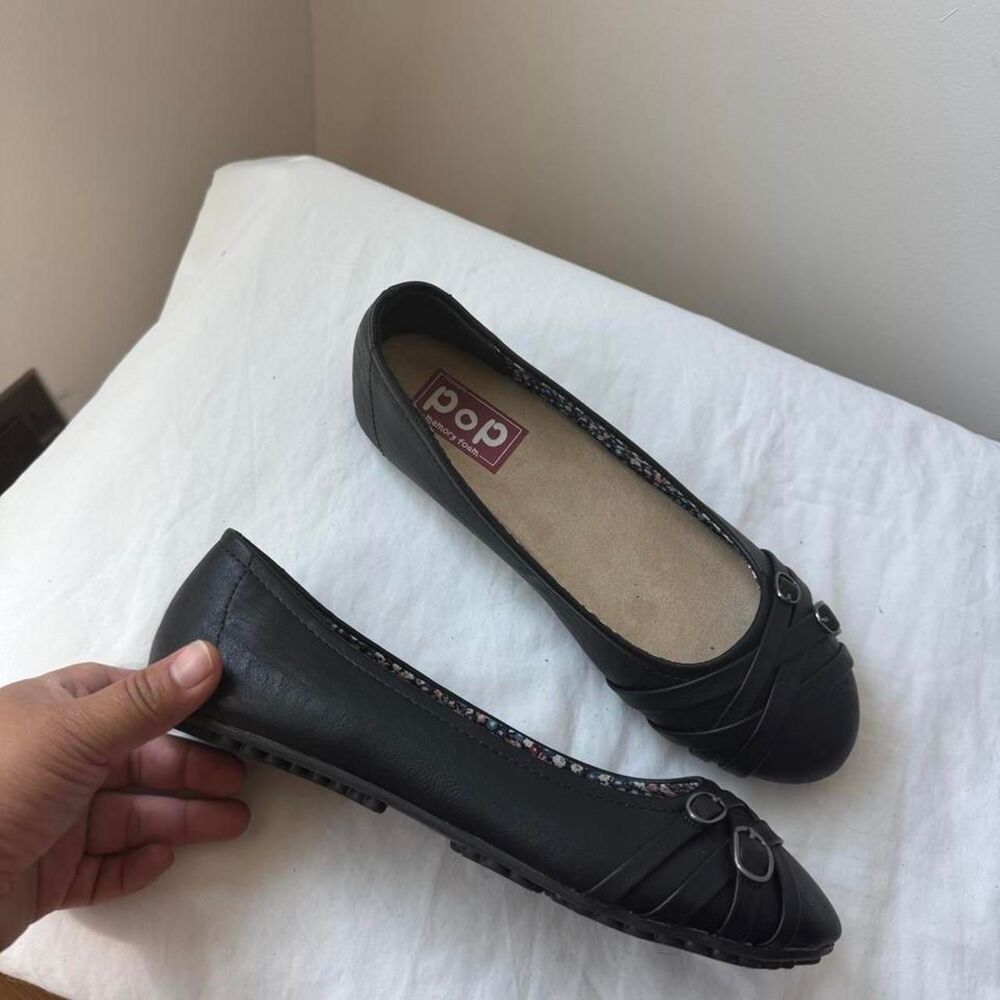 Y2K POP Memory Foam Black Ballet Flats – Size 8.5